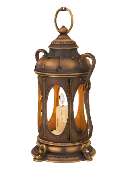 steam punk lantern with electric candle with a ring on the top 3D model, vytvořený pomocí AI