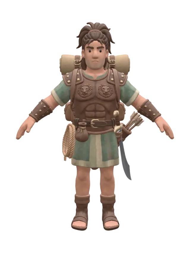 Stylized Adventurer - Characterplayer 3D model, vytvořený pomocí AI
