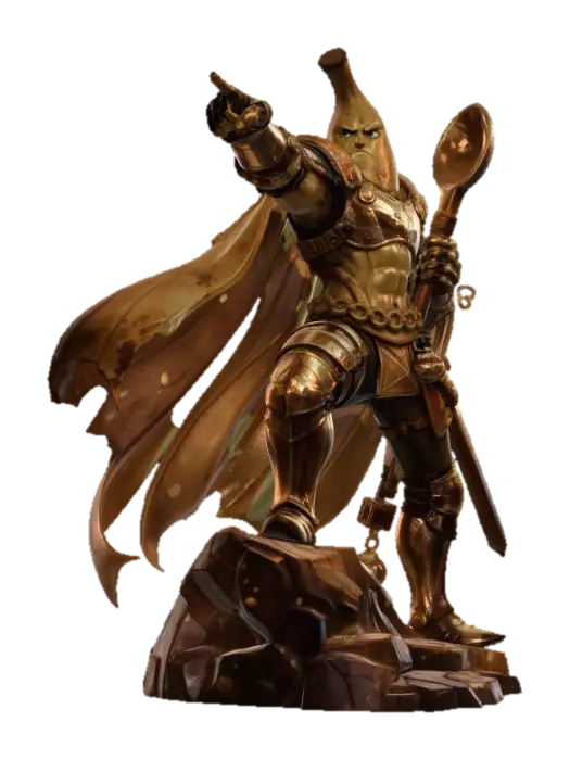 Banana Knight Glory - Silly 3D model, vytvořený pomocí AI