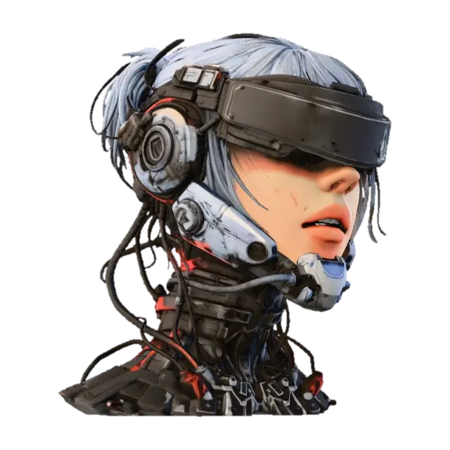 Neon Cybernetic Dreamscape - Portraits 3D model, vytvořený pomocí AI