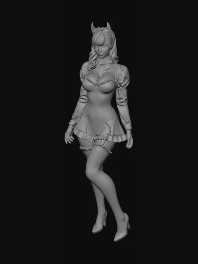 3D model for Midnight Latex Catgirl