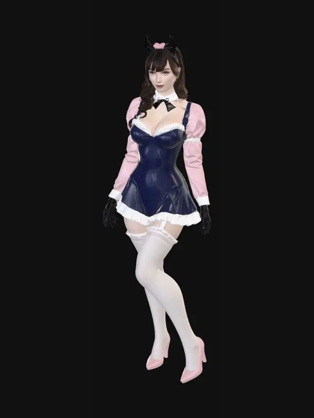 3D model for Midnight Latex Catgirl