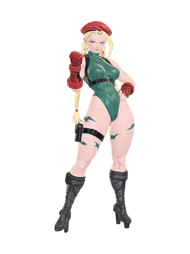 Cammy White - Combatant 3D model, vytvořený pomocí AI