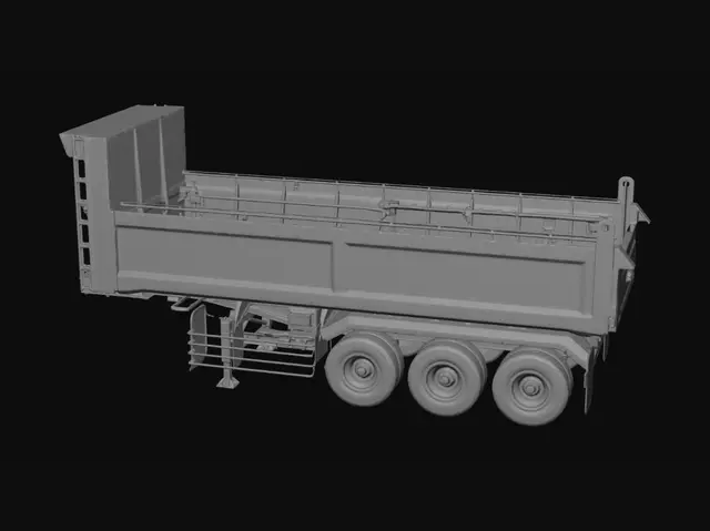 3D model for Tri-axle dump trailer