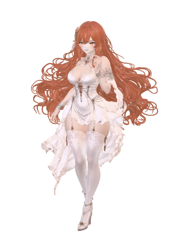 Crimson Garden Bride 3D model, vytvořený pomocí AI