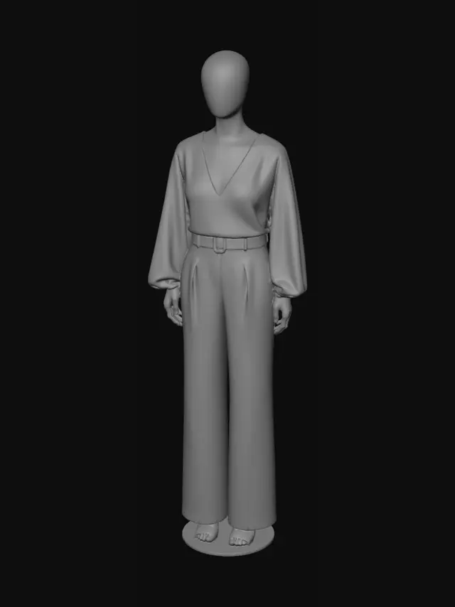 3D model for Plum Belted Jumpsuit