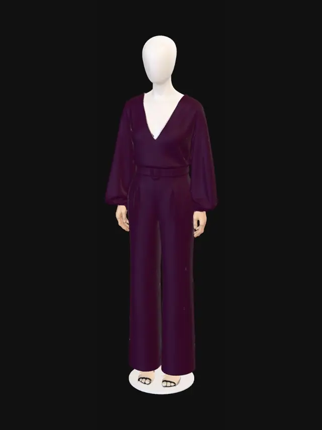 3D model for Plum Belted Jumpsuit