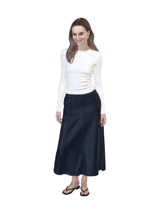 3D model for Casual White Top Navy Maxi