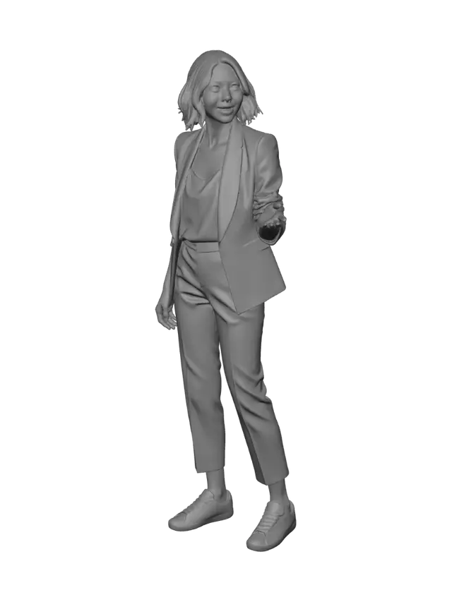 3D model for Beige Tailored Pantsuit with White Sneakers