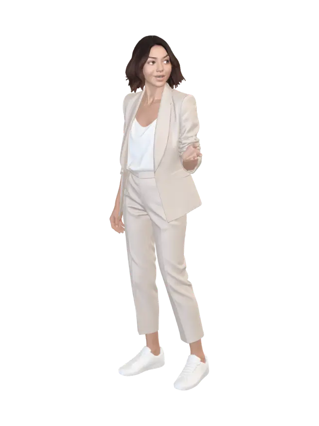 3D model for Beige Tailored Pantsuit with White Sneakers