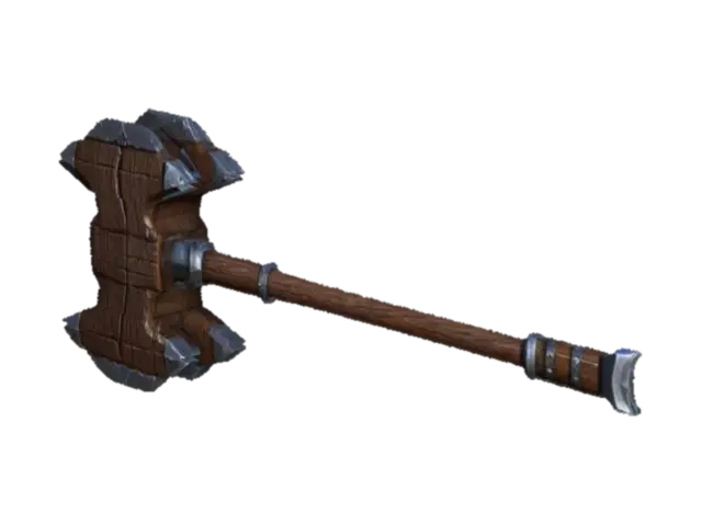 Create a low-poly, stylized 2-handed war hammer for a fantasy video game. The… - Angular 3D model, vytvořený pomocí AI