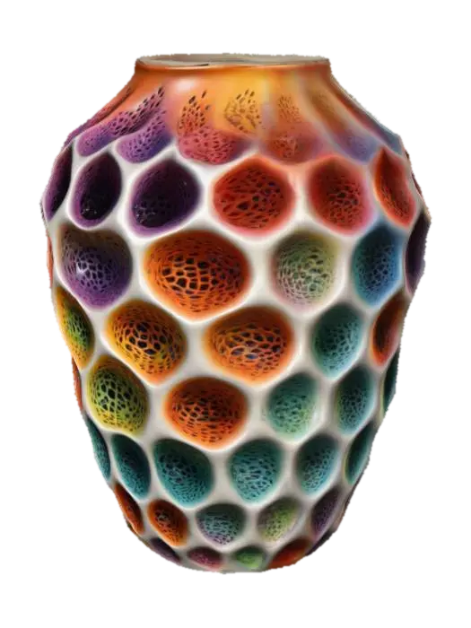 parametric ceramic vase with a lot of colors in a voronoi style - Objects 3D model, vytvořený pomocí AI