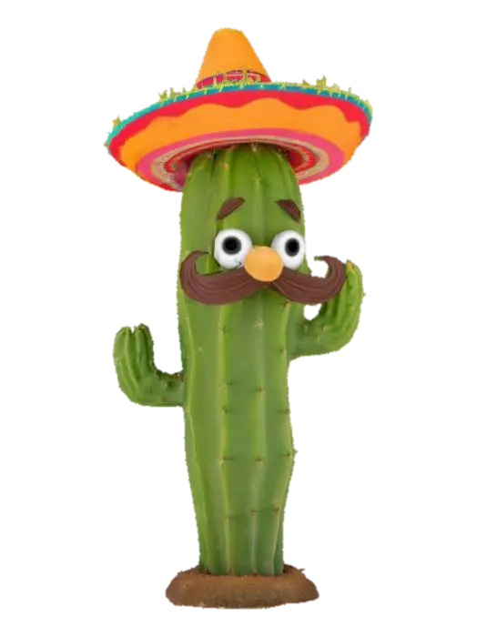 Cactus with sombrero and mustache, #AroundTheWorld#, 3D model, vytvořený pomocí AI