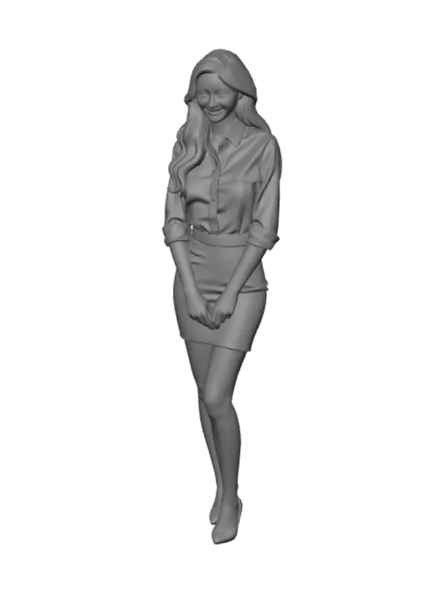 3D model for Professional Portrait in White Shirt and Black Skirt