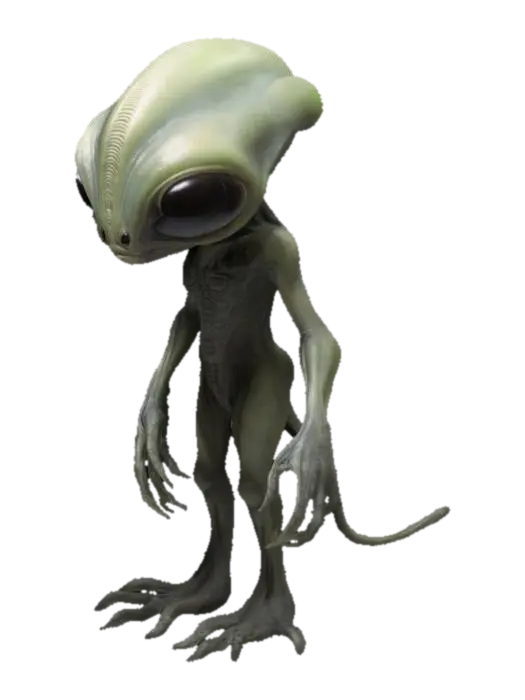 unique alien like specie, medium sized head, small body - Species 3D model, vytvořený pomocí AI