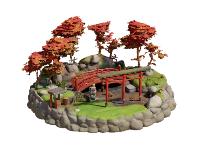Serenity Garden, #garden# - Challenge 3D model, vytvořený pomocí AI