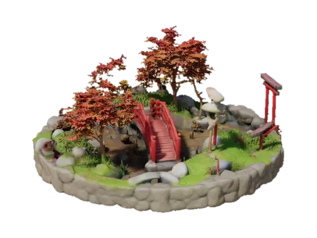 Serenity Garden, #garden# - Challenge 3D model, vytvořený pomocí AI