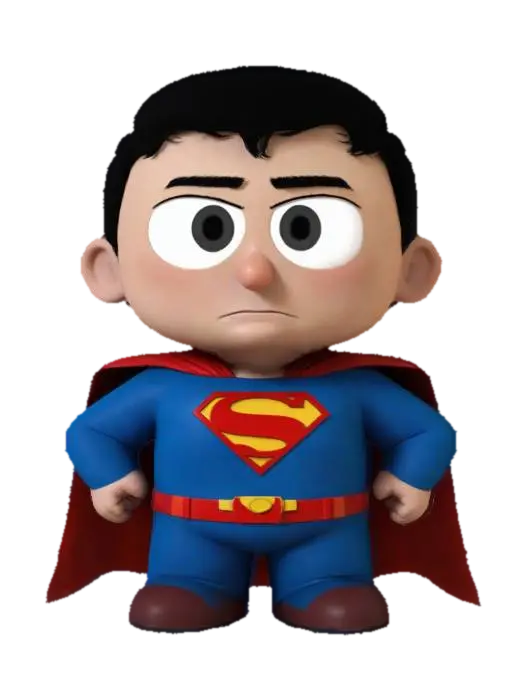 Generate an image of Superman in the South Park style. He should have the iconic… - Comedy 3D model, vytvořený pomocí AI
