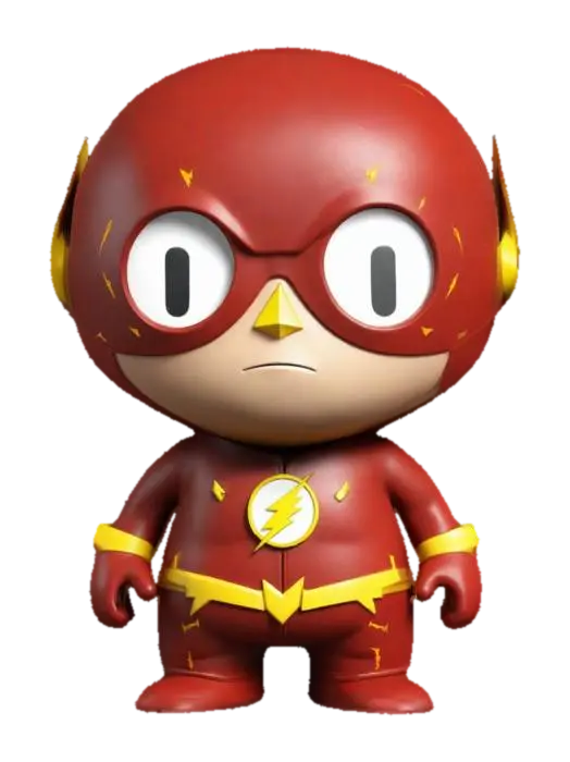 Modello 3D Create a 3D model of The Flash in South Park style with a rounded face, large circular…, generato dall’IA