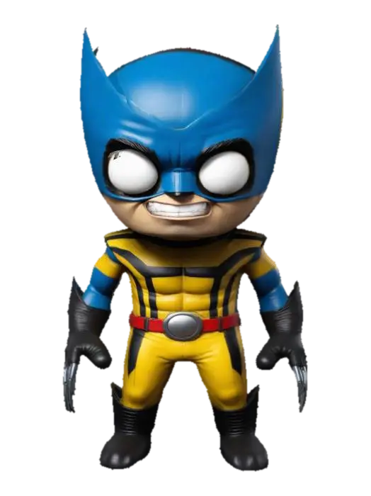 Create a 3D model of Wolverine in South Park style. He has large circular eyes, a… 3D model, vytvořený pomocí AI