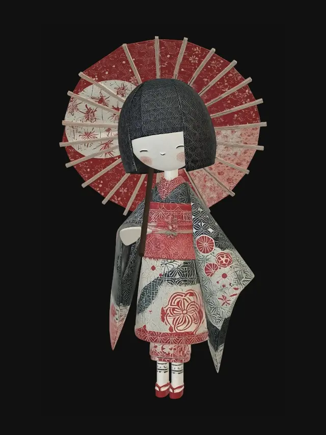 3D model for Crimson Parasol Geisha