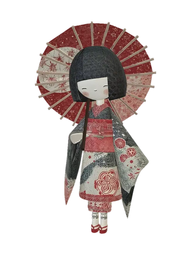 3D model for Crimson Parasol Geisha