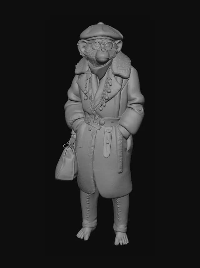 3D model for Dapper Monkey in a Patchwork Coat