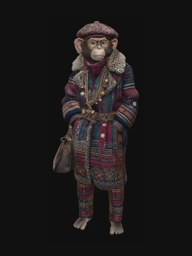 3D model for Dapper Monkey in a Patchwork Coat
