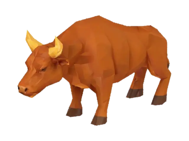 Bull Polygon Art 3D model, vytvořený pomocí AI