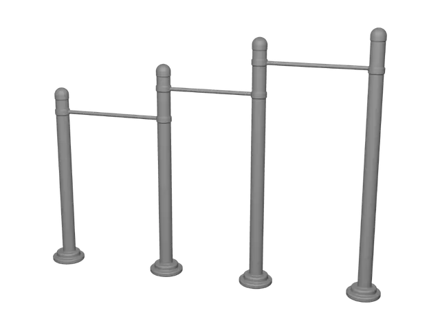 3D model for Barrier posts with a rail