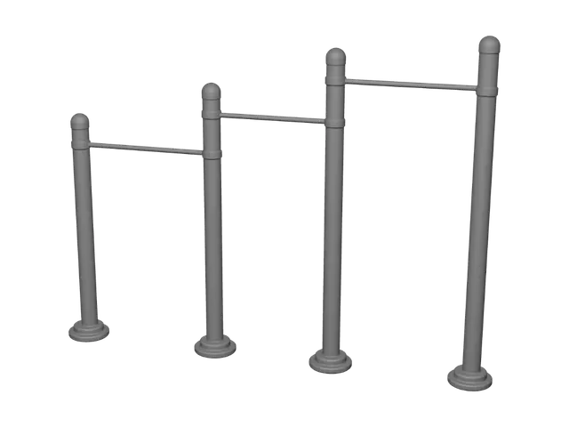 3D model for Barrier posts with a rail
