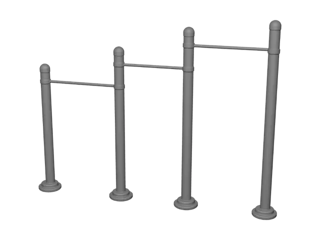 3D model for Barrier posts with a rail