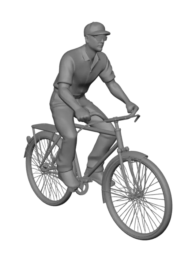 3D model for Retro Cyclist on a Green Bicycle