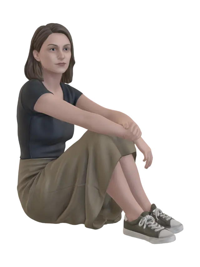 sitting woman figurine - Figurines 3D model, vytvořený pomocí AI