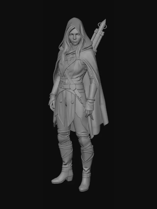 3D model for Красная Шапочка (повзрослевшая, 20-25 лет) с саблей и арбалетом
