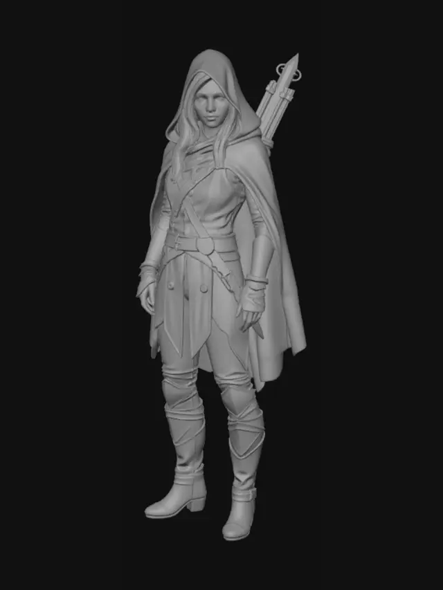 3D model for Красная Шапочка (повзрослевшая, 20-25 лет) с саблей и арбалетом