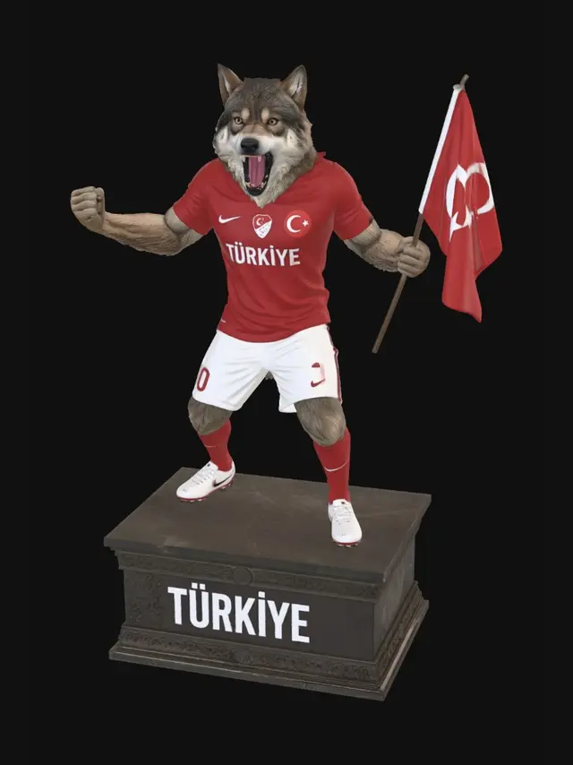 3D model for Türkiye Wolf Mascot on Victory Podium