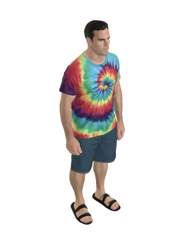 3D model for Rainbow Spiral Tie-Dye T-Shirt