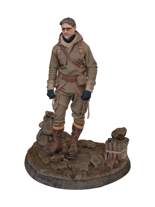 3D model for A hero styled man in a clibing probe dessed in 1920s mouthain expodition clothing