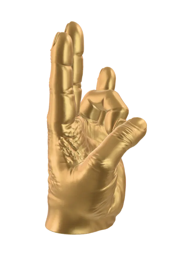 3D model for Two Extended Fingers Against a Neutral Wall