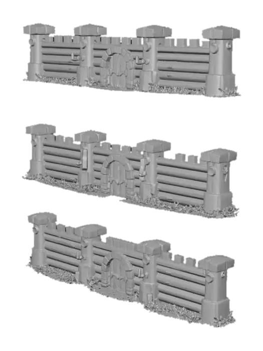 3D model for Medieval Wooden Fortress Walls