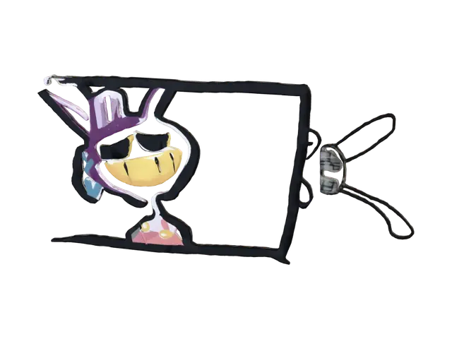 Purple Monster in a Frame - Gallery 3D model, vytvořený pomocí AI