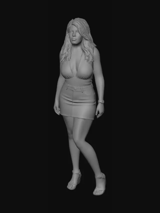3D model for Navy Halter Denim Look