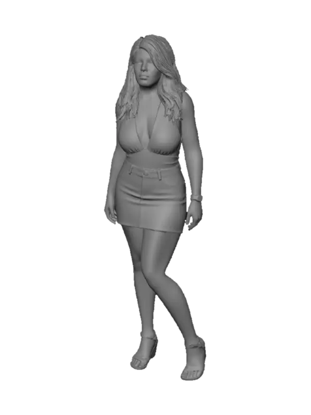 3D model for Navy Halter Denim Look