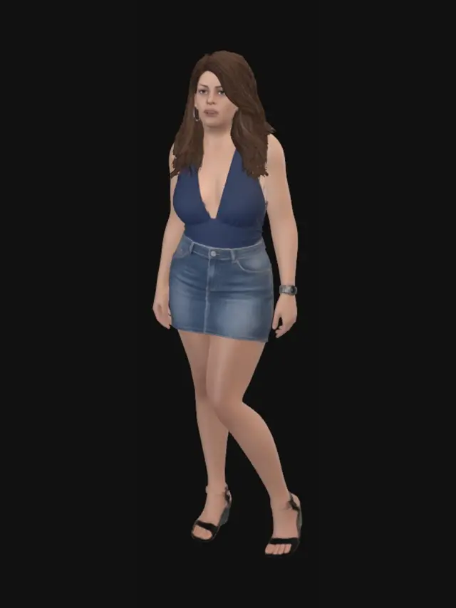 3D model for Navy Halter Denim Look