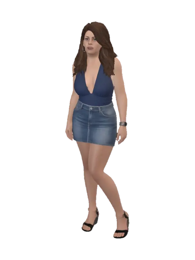 3D model for Navy Halter Denim Look