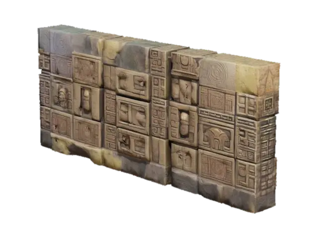 Aztec Modular Wall – Game Ready 3D model, vytvořený pomocí AI