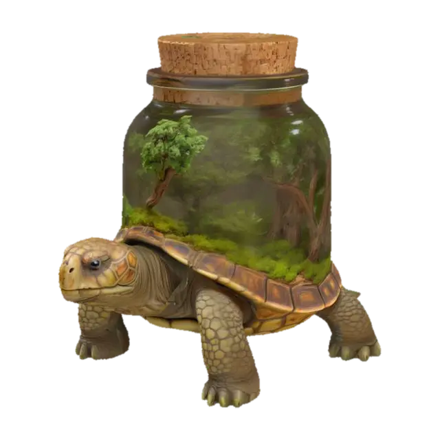 Turtle Oasis, #garden# 3D model, vytvořený pomocí AI