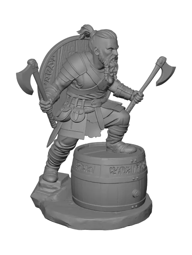 3D model for Viking Berserker on a Barrel