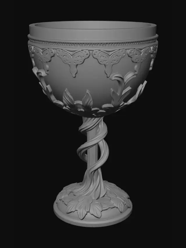 3D model for Gilded Chalice on Marble Stand